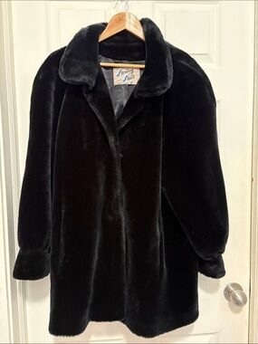 Vintage Black Faux Fur Coat